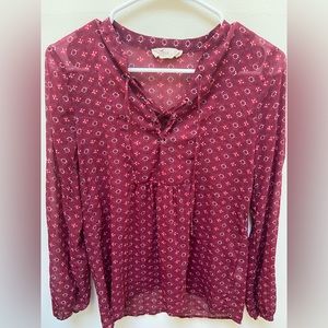 Hollister floral long sleeve tie blouse size XS boho